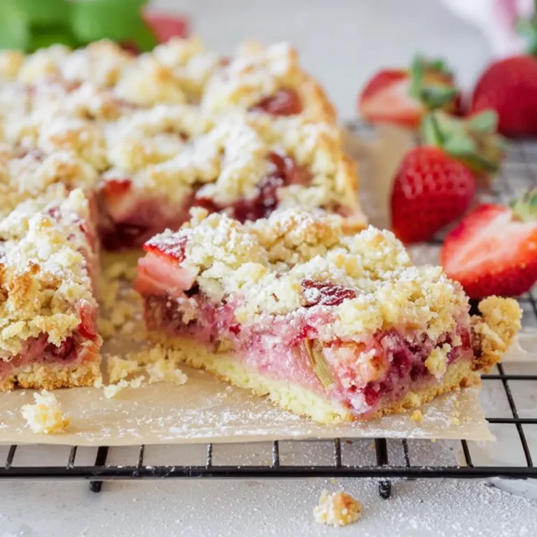 Erdbeer Rhabarber Streuselkuchen