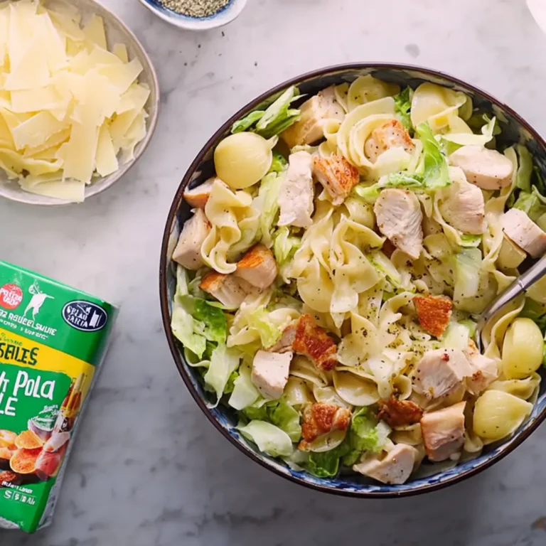 Nudelsalat mit Hähnchen und Parmesan