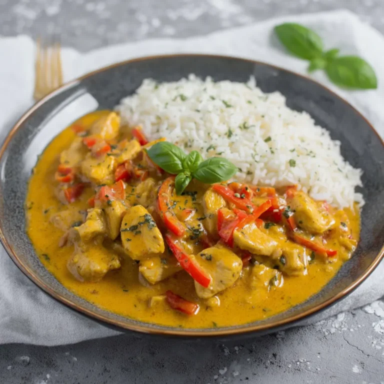 Paprika Hähnchen Geschnetzeltes mit Kokos