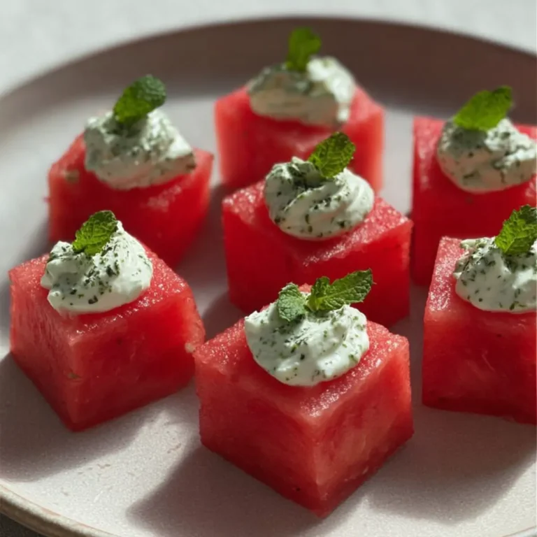 Wassermelonenstücke mit Minz Feta