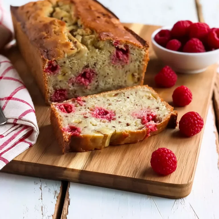 Bananenbrot mit Himbeeren
