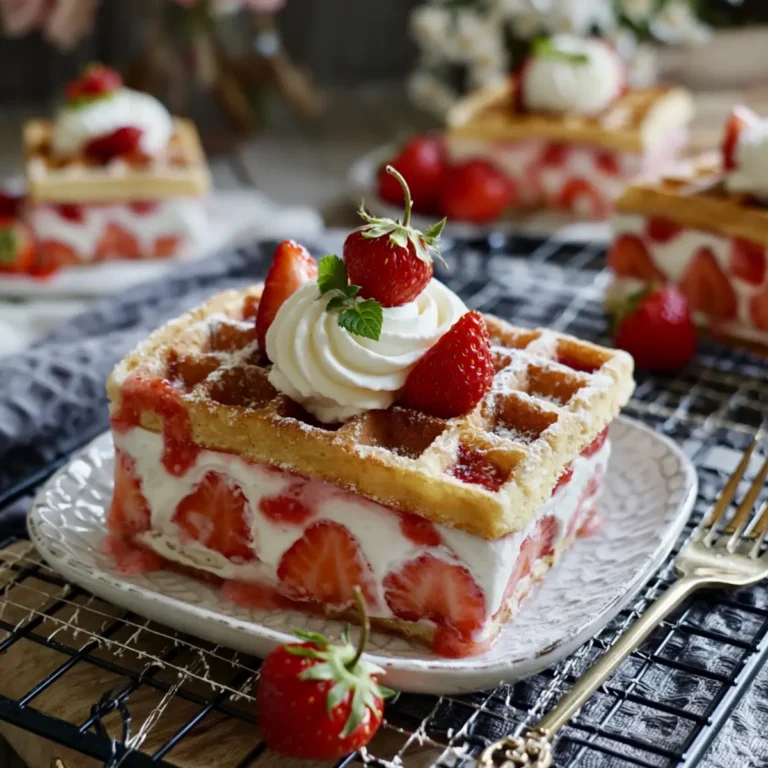 Erdbeerwaffelkuchen ohne Backen