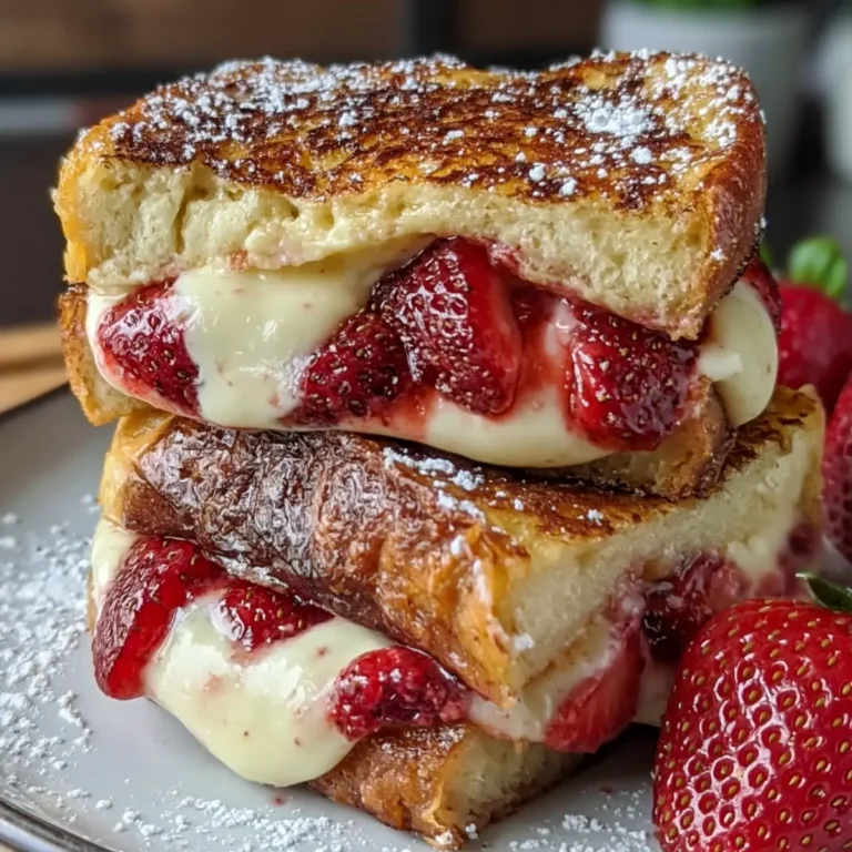 Gefüllter fluffiger French Toast mit Erdbeeren