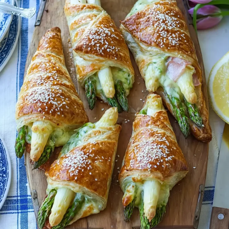 Herzhafte Blätterteigtaschen mit Spargel und Schinken