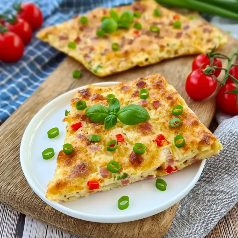 Herzhafter Ofenpfannkuchen mit Schinken und Käse