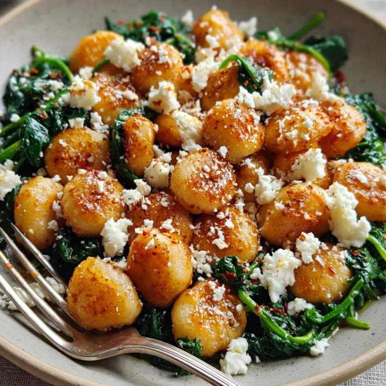 Knusprige Gnocchi mit Spinat und Feta