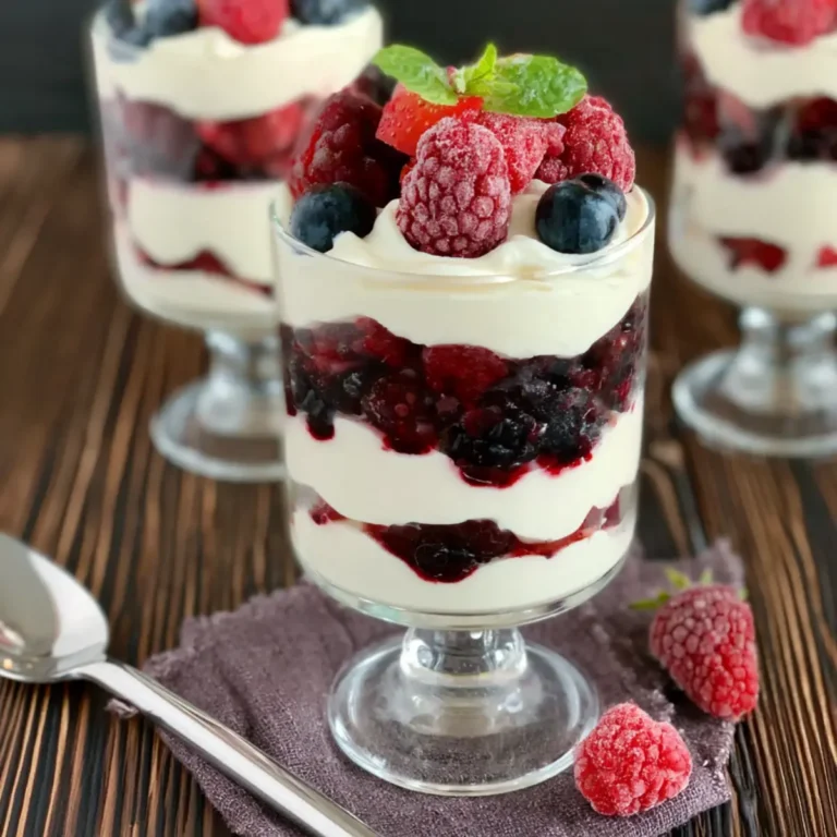 Nachtisch mit Mascarpone und gefrorenen Früchten