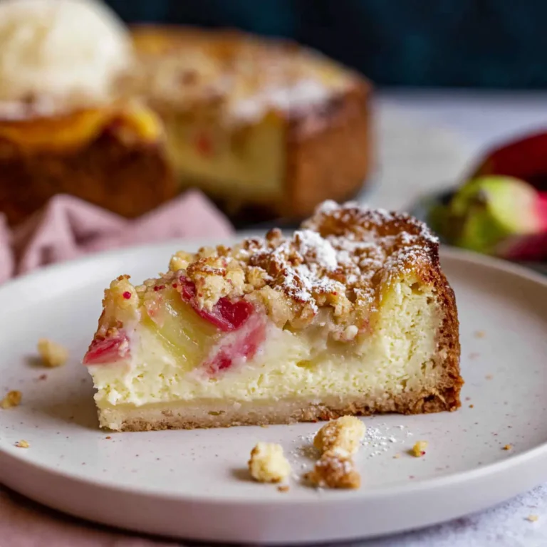Rhabarber Käsekuchen mit Streuseln