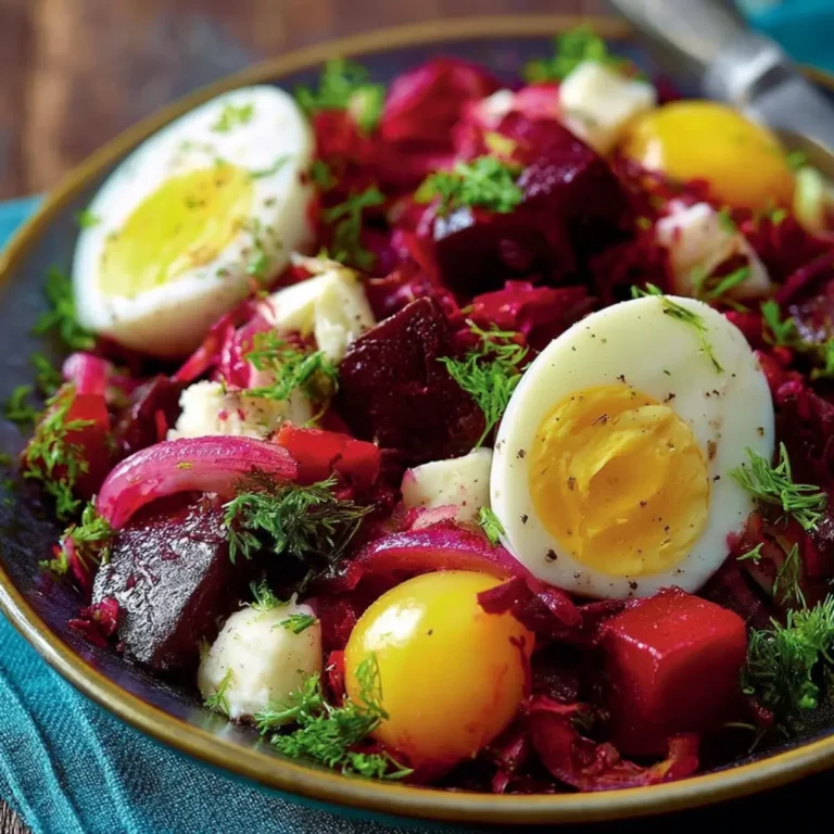 Rote Bete Salat mit hartgekochtem Ei
