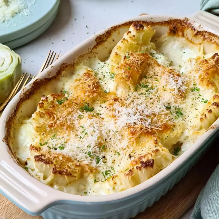 Überbackener Ofen Kohlrabi mit Frischkäse