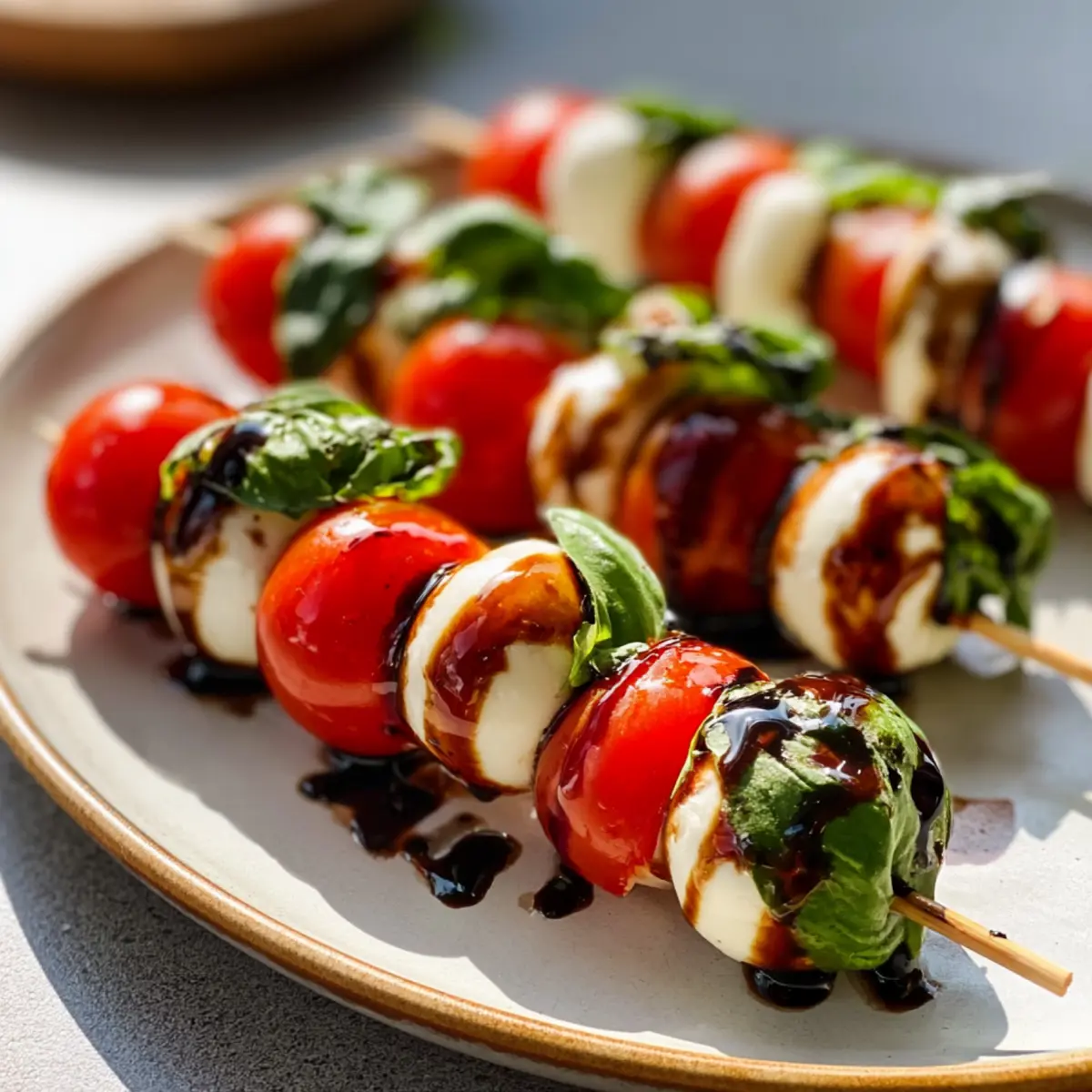 Caprese Spieße mit Balsamico Glasur