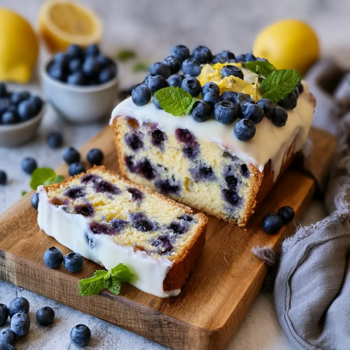 Joghurtkuchen mit Blaubeeren und Zitrone