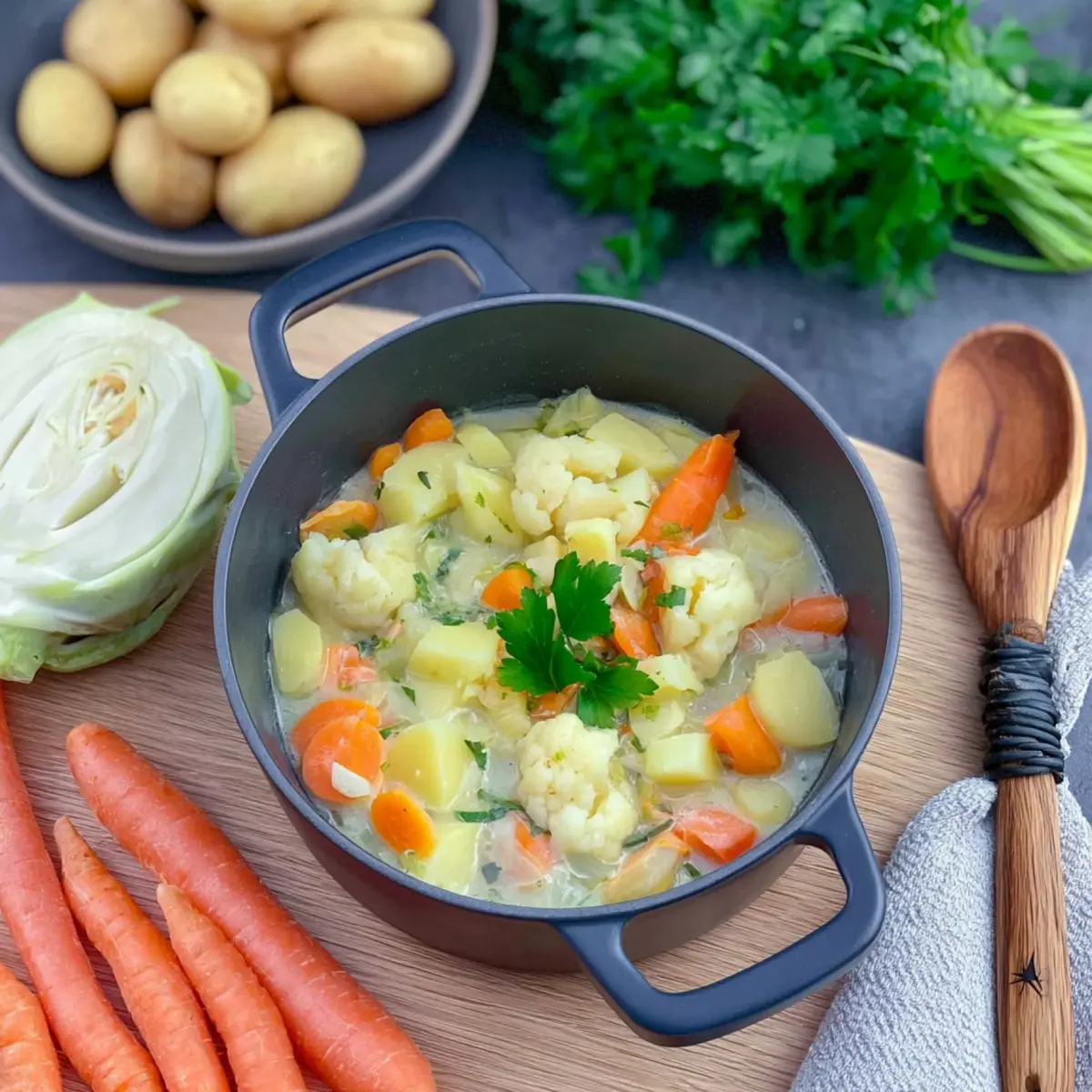 Kohlrabigemüse mit Kartoffeln und Möhren