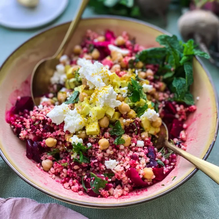 Rote Bete Salat mit Couscous und Kichererbsen