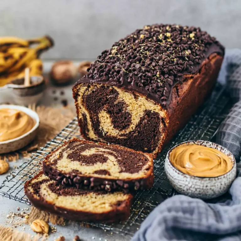 Veganes Marmor Bananenbrot mit Erdnussbutter
